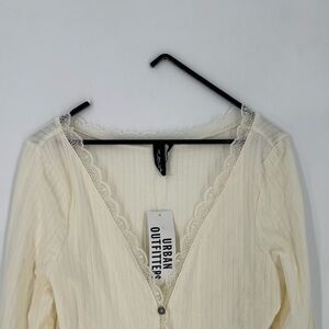 Urban Outfitters Lace Knit Dainty Out From Under Yvonne Button Through Cardigan